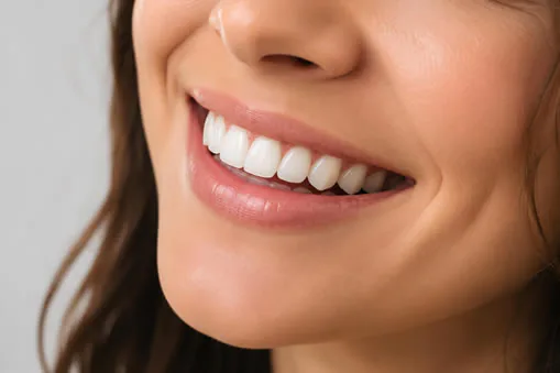 Close-up of a beautiful smile after a dental cleaning