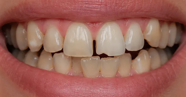 Porcelain veneers before treatment